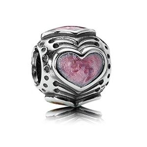 Pandora RETIRED pink enamel hearts charm